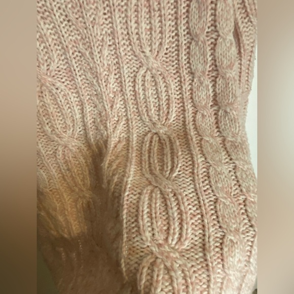 Women’s St Johns Bay Pink Cable Knit Acrylic Turtleneck Sweater Size Medium - Picture 2 of 6